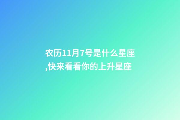 农历11月7号是什么星座,快来看看你的上升星座-第1张-观点-玄机派