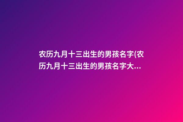 农历九月十三出生的男孩名字(农历九月十三出生的男孩名字大全)