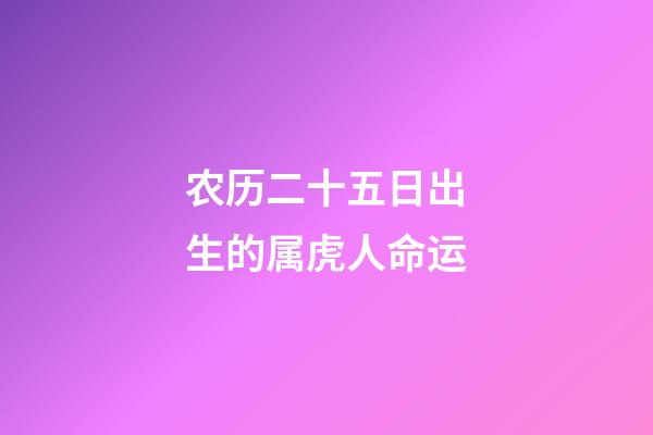农历二十五日出生的属虎人命运