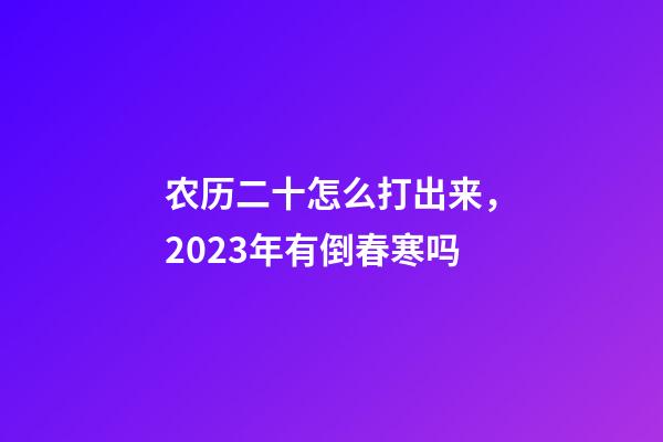 农历二十怎么打出来，2023年有倒春寒吗-第1张-观点-玄机派