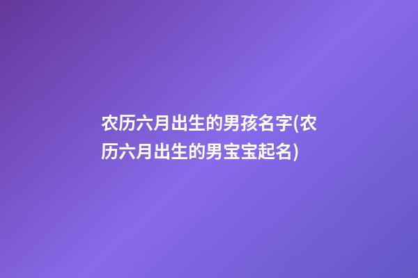 农历六月出生的男孩名字(农历六月出生的男宝宝起名)