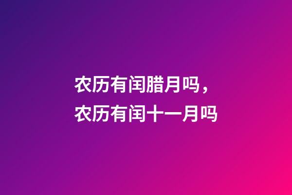 农历有闰腊月吗，农历有闰十一月吗-第1张-观点-玄机派