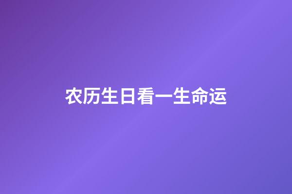 农历生日看一生命运