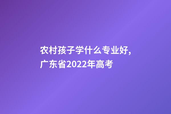 农村孩子学什么专业好,广东省2022年高考-第1张-观点-玄机派