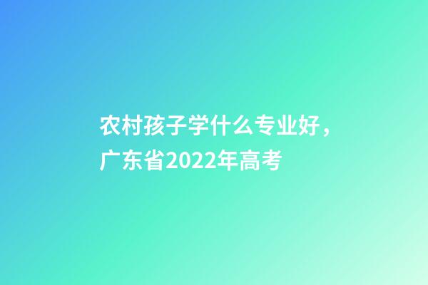 农村孩子学什么专业好，广东省2022年高考-第1张-观点-玄机派