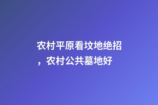 农村平原看坟地绝招，农村公共墓地好-第1张-观点-玄机派