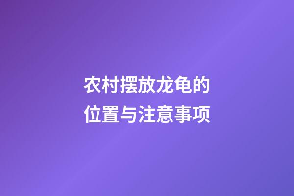 农村摆放龙龟的位置与注意事项