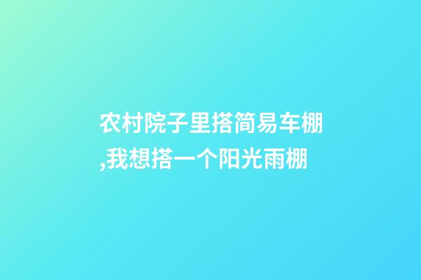 农村院子里搭简易车棚,我想搭一个阳光雨棚-第1张-观点-玄机派