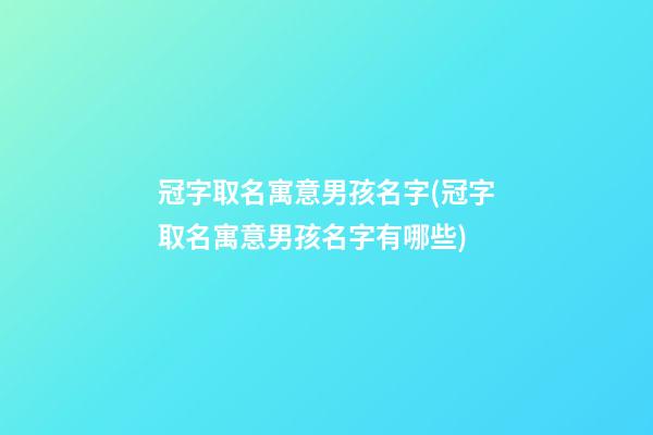 冠字取名寓意男孩名字(冠字取名寓意男孩名字有哪些)