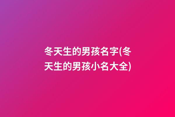 冬天生的男孩名字(冬天生的男孩小名大全)