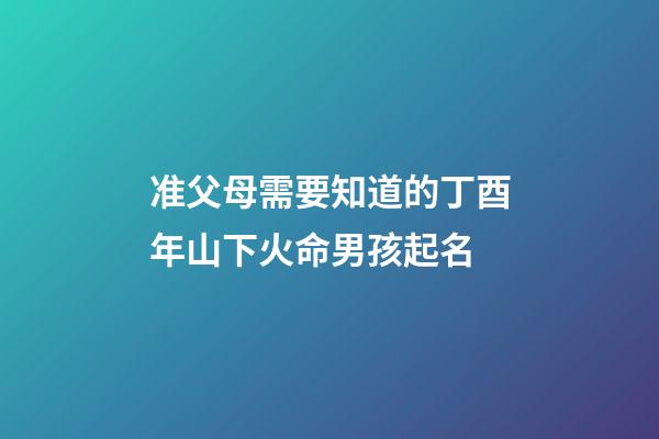 准父母需要知道的丁酉年山下火命男孩起名