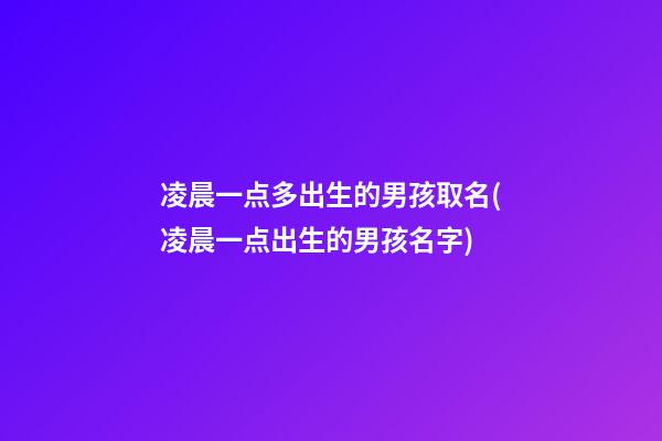 凌晨一点多出生的男孩取名(凌晨一点出生的男孩名字)