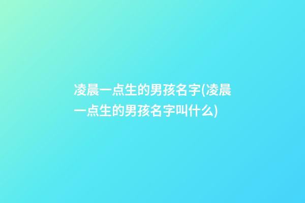 凌晨一点生的男孩名字(凌晨一点生的男孩名字叫什么)