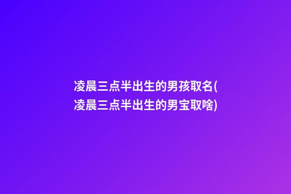 凌晨三点半出生的男孩取名(凌晨三点半出生的男宝取啥)