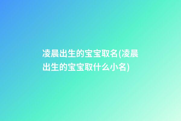 凌晨出生的宝宝取名(凌晨出生的宝宝取什么小名)