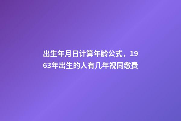 出生年月日计算年龄公式，1963年出生的人有几年视同缴费-第1张-观点-玄机派