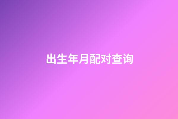 出生年月配对查询