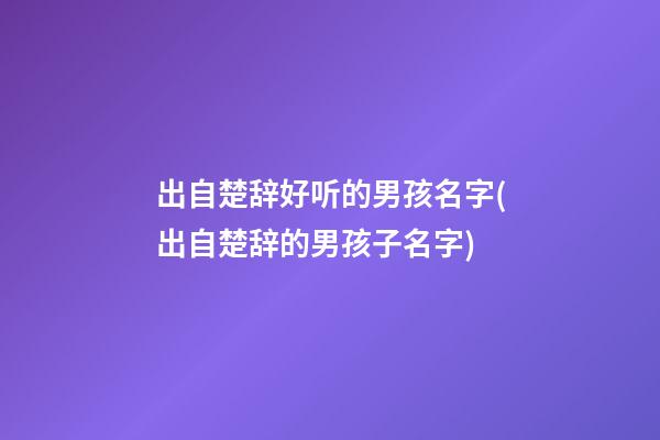 出自楚辞好听的男孩名字(出自楚辞的男孩子名字)