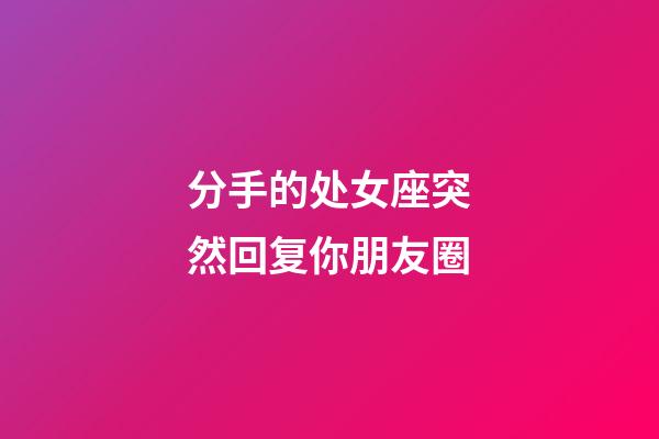 分手的处女座突然回复你朋友圈-第1张-星座运势-玄机派