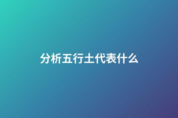 分析五行土代表什么