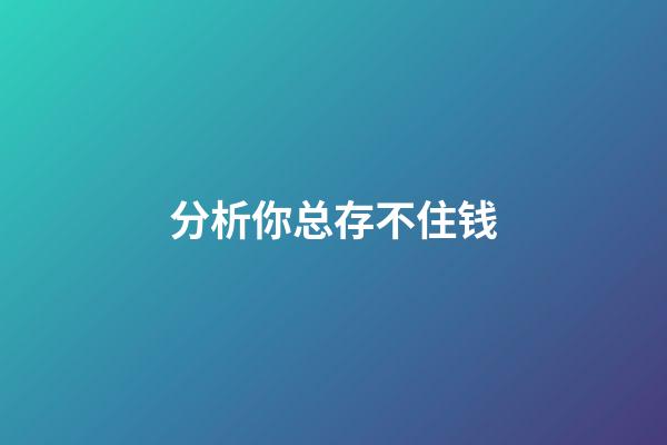 分析你总存不住钱