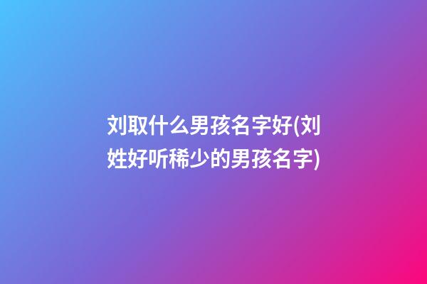 刘取什么男孩名字好(刘姓好听稀少的男孩名字)