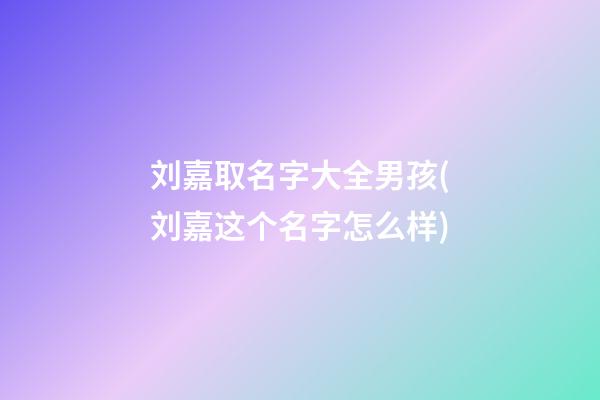 刘嘉取名字大全男孩(刘嘉这个名字怎么样)