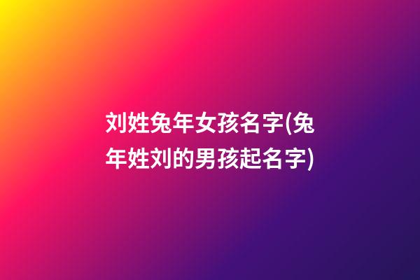 刘姓兔年女孩名字(兔年姓刘的男孩起名字)