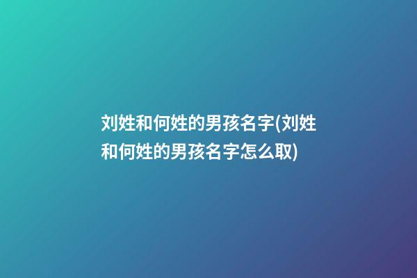 刘姓和何姓的男孩名字(刘姓和何姓的男孩名字怎么取)