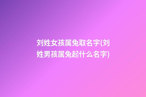 刘姓女孩属兔取名字(刘姓男孩属兔起什么名字)