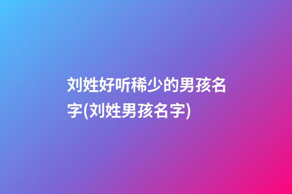 刘姓好听稀少的男孩名字(刘姓男孩名字)