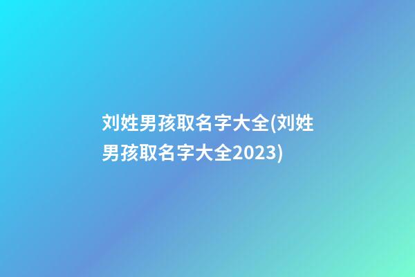 刘姓男孩取名字大全(刘姓男孩取名字大全2023)