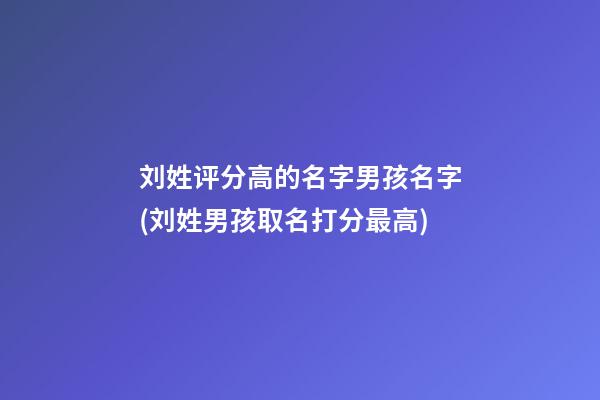 刘姓评分高的名字男孩名字(刘姓男孩取名打分最高)