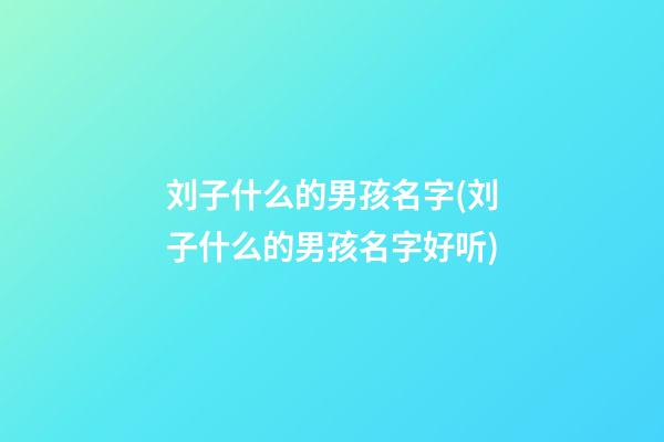 刘子什么的男孩名字(刘子什么的男孩名字好听)