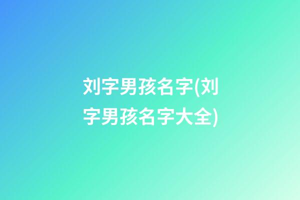 刘字男孩名字(刘字男孩名字大全)