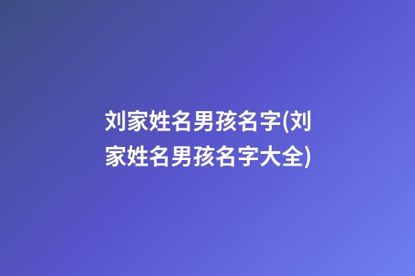 刘家姓名男孩名字(刘家姓名男孩名字大全)