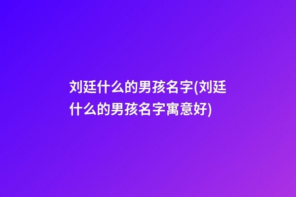 刘廷什么的男孩名字(刘廷什么的男孩名字寓意好)