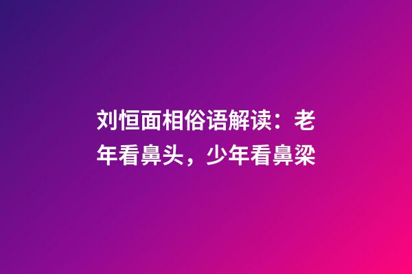 刘恒面相俗语解读：老年看鼻头，少年看鼻梁