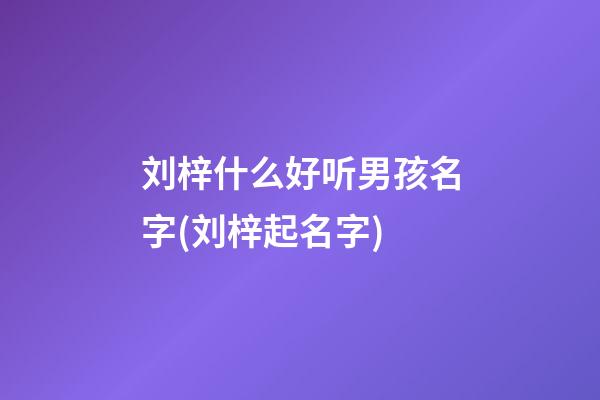 刘梓什么好听男孩名字(刘梓起名字)