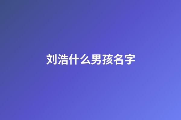 刘浩什么男孩名字(刘浩起啥名)-第1张-男孩起名-玄机派