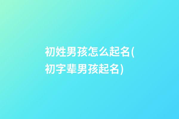 初姓男孩怎么起名(初字辈男孩起名)