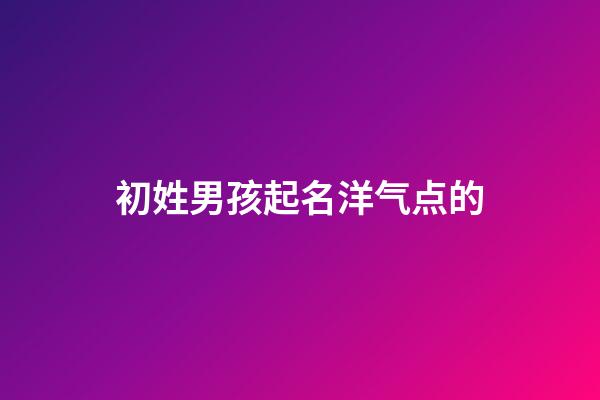 初姓男孩起名洋气点的(初字男孩取名)-第1张-男孩起名-玄机派