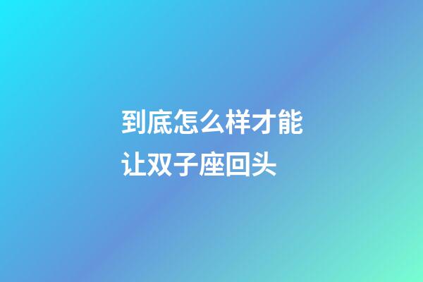 到底怎么样才能让双子座回头-第1张-星座运势-玄机派