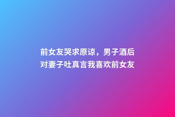 前女友哭求原谅，男子酒后对妻子吐真言我喜欢前女友-第1张-观点-玄机派