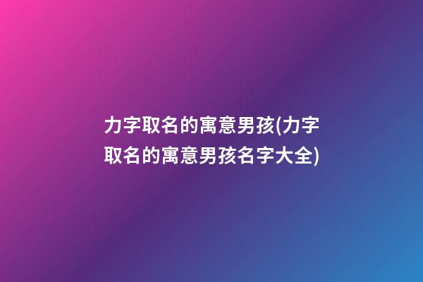 力字取名的寓意男孩(力字取名的寓意男孩名字大全)
