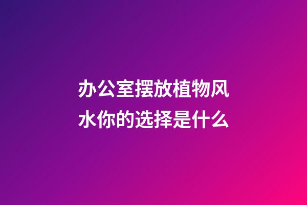 办公室摆放植物风水你的选择是什么
