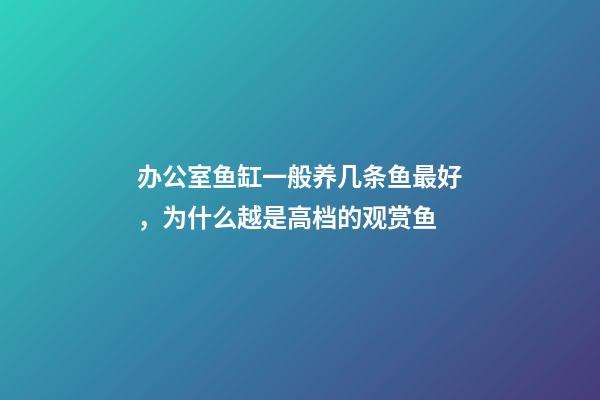 办公室鱼缸一般养几条鱼最好，为什么越是高档的观赏鱼-第1张-观点-玄机派
