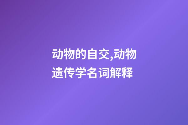 动物的自交,动物遗传学名词解释-第1张-观点-玄机派