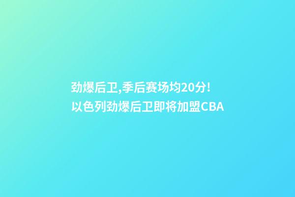 劲爆后卫,季后赛场均20分!以色列劲爆后卫即将加盟CBA-第1张-观点-玄机派