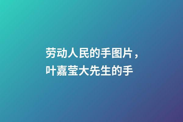 劳动人民的手图片，叶嘉莹大先生的手(原创)-第1张-观点-玄机派